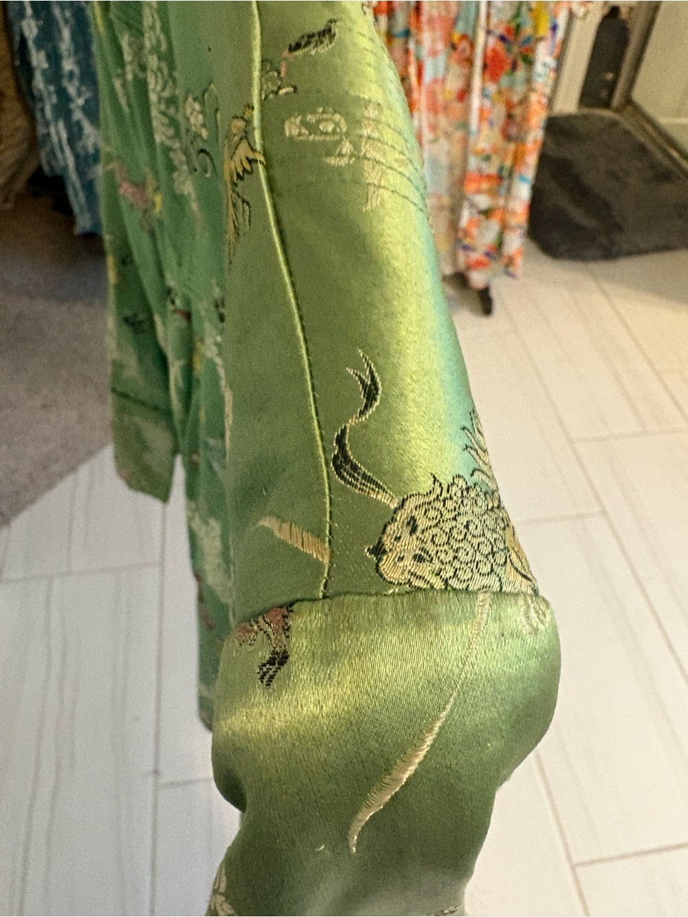 Vintage Green Embroidered Mandarin Collar Jacket - Picture 7 of 8